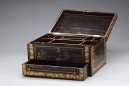 Dressing case,
1784-1805,
Wool, lacquer, copper, alloy, gilt