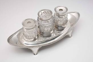 Inkstand with bottles,
Henry Chawner (Maker),
c. 1796,
Silver, glass