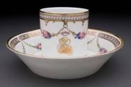 Coffee cup and saucer
Maker:  Nideviller pottery and porcelain factory, France
Porcelain (har ...