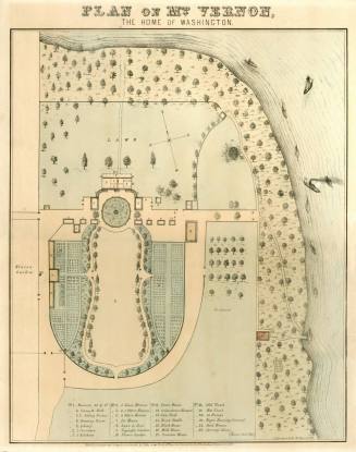 PLAN OF MT. VERNON, HOME OF WASHINGTON.
Lithographer:  Charles Currier
1855
