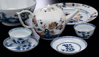 Assortment of Chinese export porcelain, known as the famous "Nanking Cargo," from a sunken ship ...