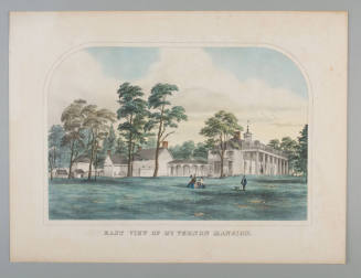 East View of Mt. Vernon Mansion,
c.1859,
Ink on paper; hand-colored lithograph