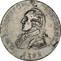 Washington Half Dollar,
Peter Getz (Engraver),
1792,
Copper
