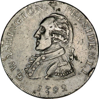 Washington Half Dollar,
Peter Getz (Engraver),
1792,
Copper

