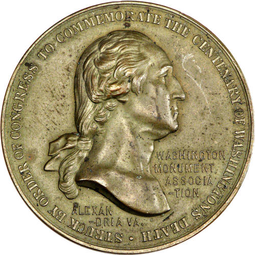 George Washington death centenial commemorative medal,
1899,
Bronze
