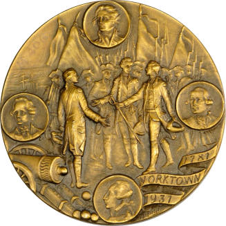 Yorktown Sesquicentennial Medal,
Society of Cincinnati (Maker),
1931,
Brass