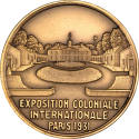 Exposition Coloniale Internationale Paris, 1931, commemorative medal,
Brass