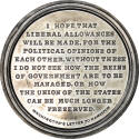 Letter to Hamilton medal,
James Adams Bolen (Engraver),
1864,
White metal