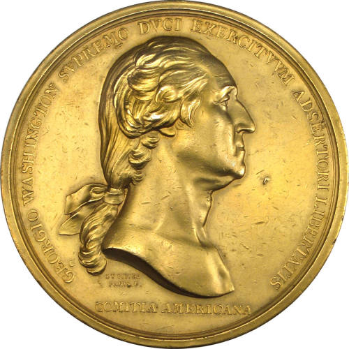 Washington Before Boston medal,
Pierre Simon Du Vivier (Maker),
c. 1835,
Bronze