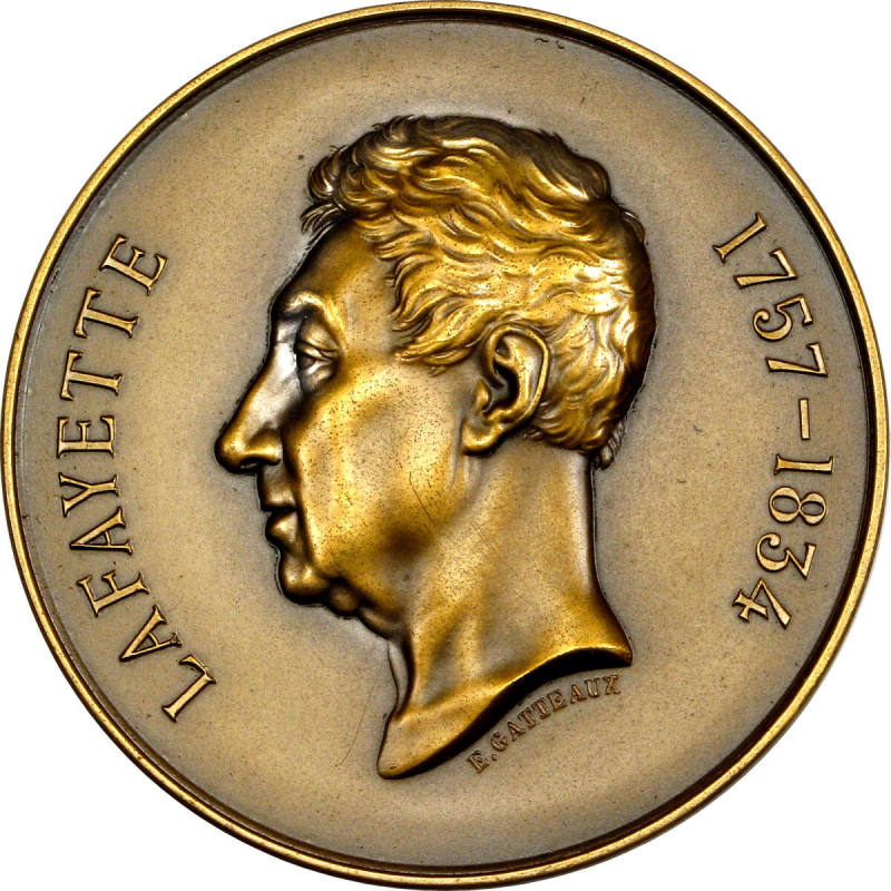Lafayette medal,
E. Gatteaux (Maker),
1934,
Yellow bronze