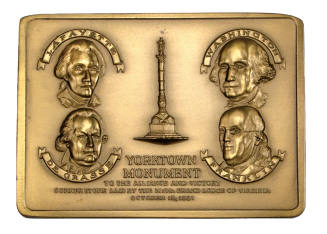Yorktown Monument Medal,
c. 1981,
Brass plaque