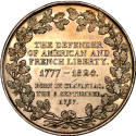 Bronze medal honoring Lafayette,
Francois-Augustin Caunois (Maker),
1824,
Bronze