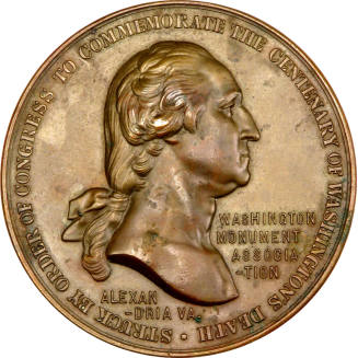 Bronze medal commemorating centennial of Washington's Death,
c. 1904,
Bronze