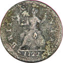 British half penny,
Royal Mint (Maker),
1722,
Copper