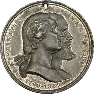 Washington-Harrison medal,
1889,
White metal