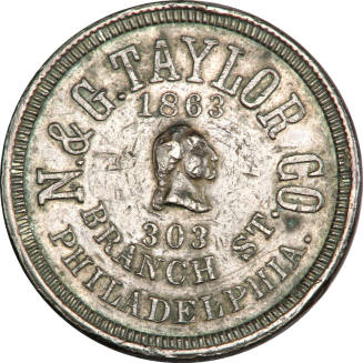 N & G Taylor Company storecard,
1863,
Copper