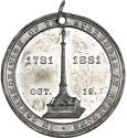 Monument Erection medal,
George T. Morgan (Engraver),
c. 1881,
White metal