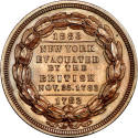 New York Evacuated medal,
c. 1883,
Bronze
