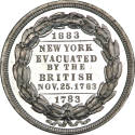 New York Evacuated medal,
c. 1883,
White metal