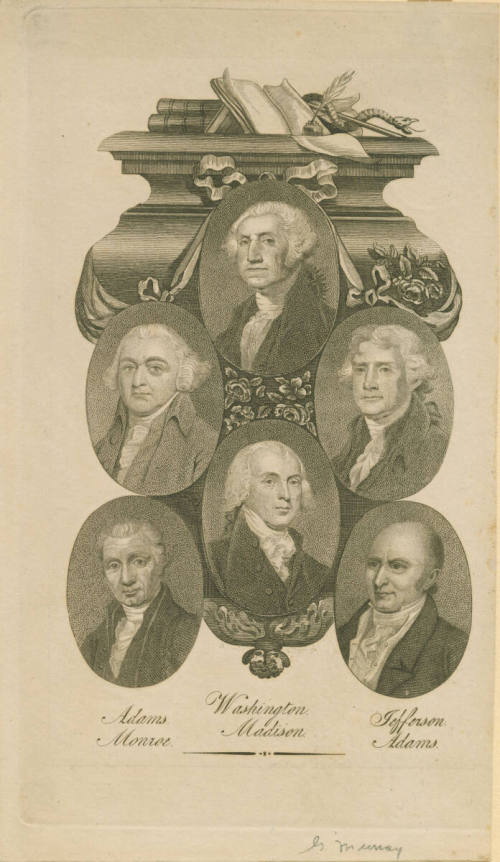 Washington, Adams, Jefferson, Madison, Monroe, Adams,
Gilbert Stuart (After),
David Edwin (Ma ...