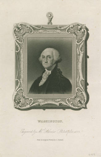 Washington,
Gilbert Stuart (After),
Michele Pekenino (Maker),
1822,
Ink on paper; stipple e ...