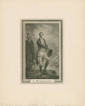 G. Washington,
John Trumbull (After),
Jacques Le Roy (Maker),
1781,
Ink on paper; engraving