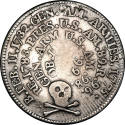 Skull & Crossbones medal,
Jacob Perkins (Engraver),  
Dudley A. Tyng (After),
1800,
Pewter  ...