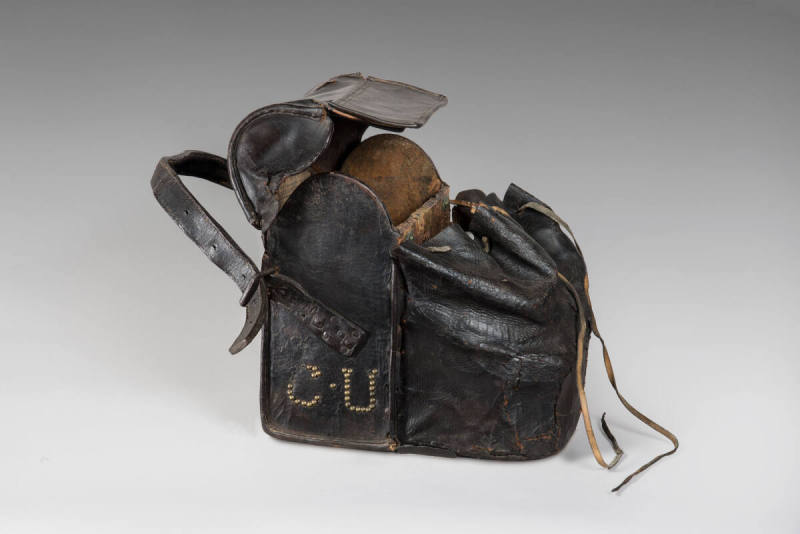 Canteen,
1758,
C.1: Leather, wood, iron, linen, copper alloy 
C.2: Iron, lead, tin