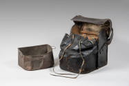 Canteen,
1758,
C.1: Leather, wood, iron, linen, copper alloy