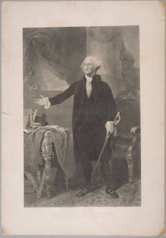 Washington,
Gilbert Stuart (After),
Oliver Pelton (Maker),
1850-1882,
Ink on paper; mezzoti ...