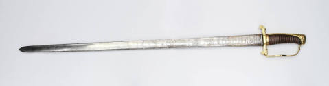 "Alte" Sword,
Theophilus Alte (Engraver),
1795,
Steel (blade), brass, copper, gold (hilt)