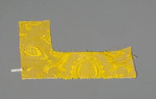 Yellow lampas gown fragment