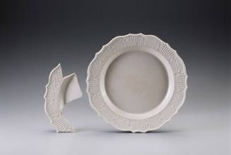 Dinner plate and plate sherds
Salt-glazed stoneware
c. 1750-1770