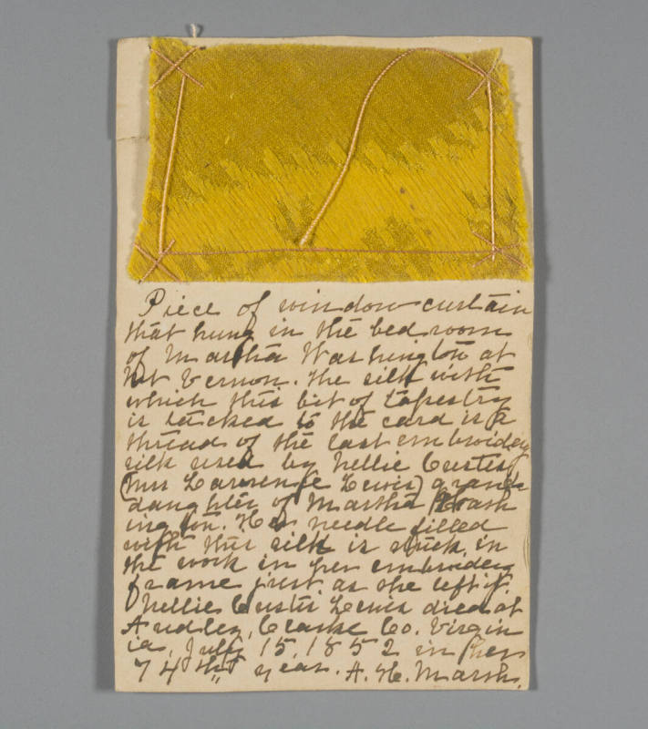 Yellow damask curtain fragment