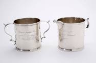 Cream pitcher and two-handled cup
Silver
Maker:  Littleton Holland
c. 1820-1824