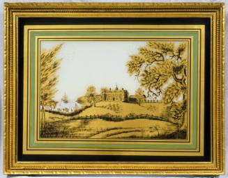 Eglomise painting of Mount Vernon
Glass, gold leaf, silver leaf, wood
1805-1815